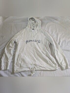Minnesota Striped Hoodie With Pockets And Cinch Tie Waist
